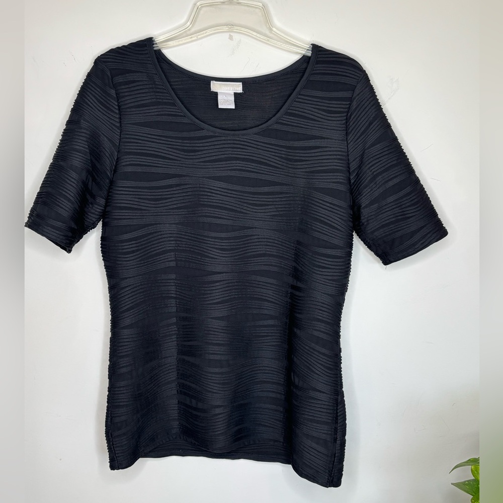 BN5 Christina‎ Black Textured Short Sleeve Top Short Sleeve Casual Large